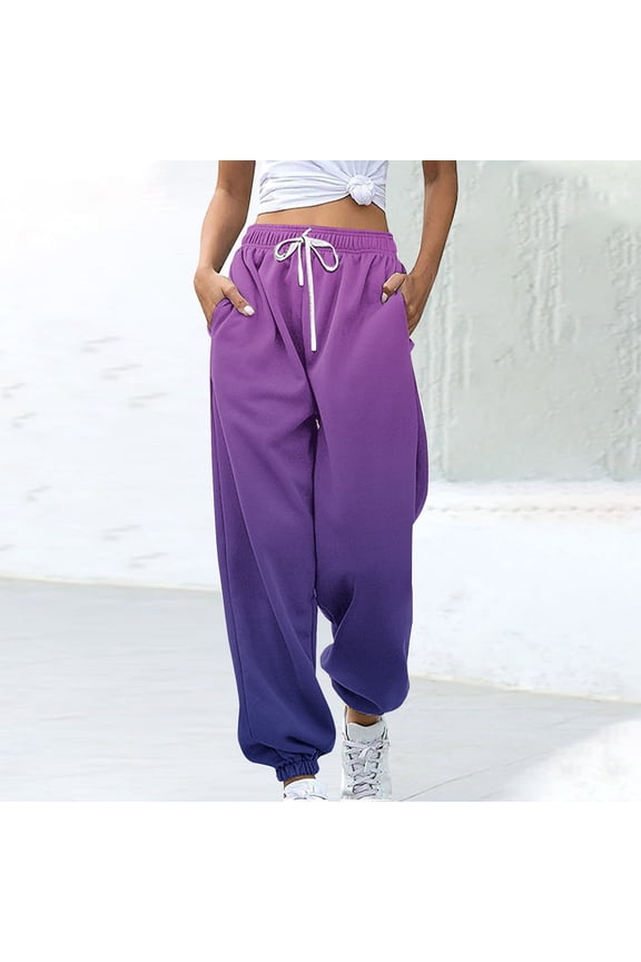 Sweatpants for Women Baggy Joggers Pants Graphic Workout Purple 30" Inseam Jogger Pants for Women XXL
