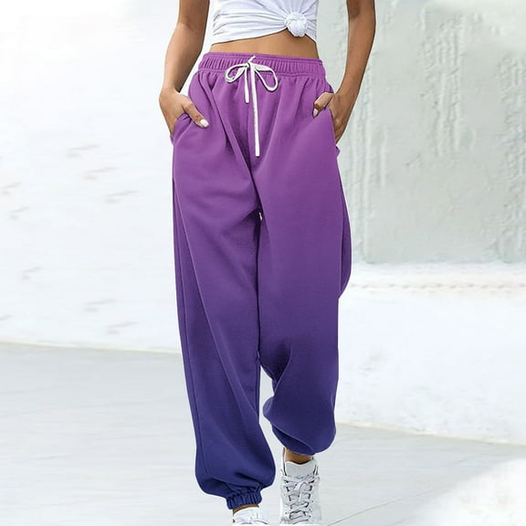 Sakmal Sweatpants for Women Baggy Joggers Pants Graphic Workout Purple 30" Inseam Jogger Pants for Women XXL