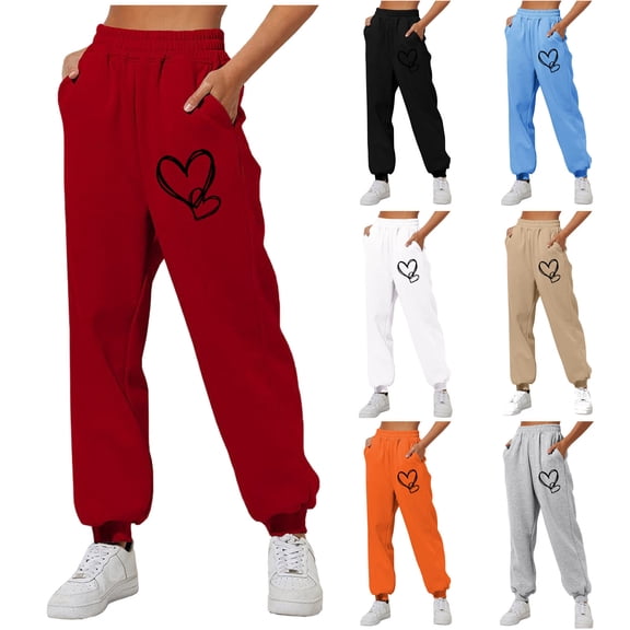 Sakmal Sweatpants for Women Plus Size Joggers Pants Stretchy Workout Graphic Sweatpants for Women L