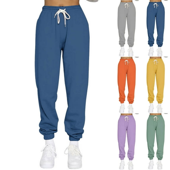 Sakmal Plus Size Sweatpants for Women High Waisted Joggers Pants Blue Running 30" Inseam Solid Womens Joggers L