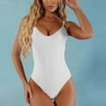 thumbnail image 1 of Sakmal Swimsuit Women Sexy Scoop Neck White One Piece Bathing Suits Spaghetti Straps Swimsuits, 1 of 5