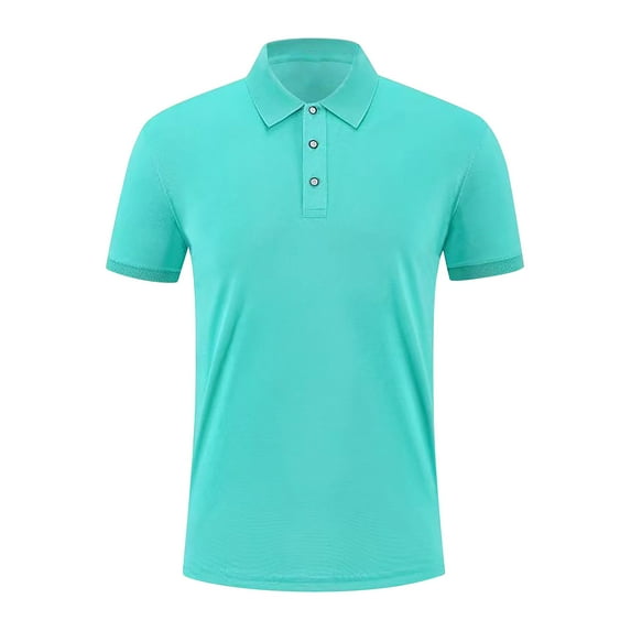 Sakmal T-Shirts for Man Collared Short Sleeve Green Solid Classic Henley Style Three Button Henley Closure Plus Size Tops for Men