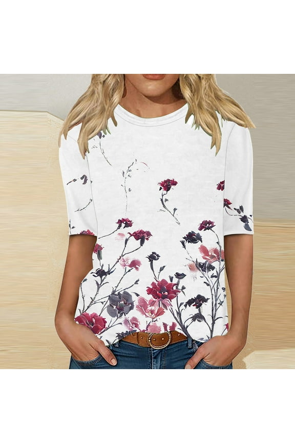 T Shirts for Women Graphic Crew Neck Ladies Tops Under $5