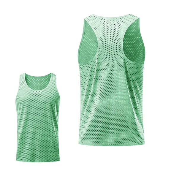 Sakmal Tank Tops Men Green Crew Neck Green Stringer Muscle Solid Camisole Lightweight Breathable Mens Sleeveless T Shirts