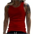 thumbnail image 1 of Sakmal Tank Tops for Men Red Red Crew Neck Workout Muscle Breathable Solid Camisole Mens Sleeveless Shirts, 1 of 7
