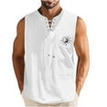 thumbnail image 1 of Sakmal Tank Tops for Men White White Notch Neck with Pockets Camisole Solid Drawstring Mens Sleeveless Tee Shirts, 1 of 4