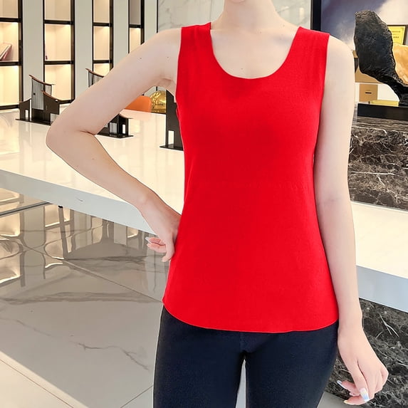 Sakmal Tank Tops for Women Crew Neck Cute Shirts Pink Solid Casual Tank Tops for Women 2XL