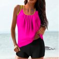 thumbnail image 1 of Sakmal Tankini Btahing Suits for Women Full Coverage Plus Size Swimwear Vacation Solid Pink Womens Bathing Suits L, 1 of 6
