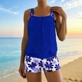 thumbnail image 1 of Sakmal Tankini Swimsuits Women Two Piece Full Coverage Swimwear Hawaiian Blue Floral Womens Bathing Suits M, 1 of 6