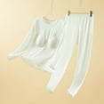 thumbnail image 1 of Sakmal Thermal Underwear Set Women Fleece Lined Loungewear White Warm Ladies Base Layer, 1 of 5