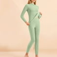 thumbnail image 1 of Sakmal Thermal Underwear Set for Women Plus Size Fleece Lined Sleepwear Green Warm Ladies Base Layer Sizes M-3XL, 1 of 7