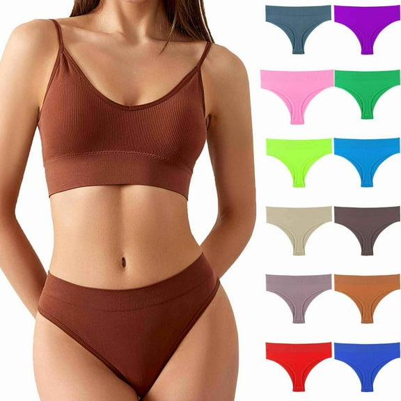 Sakmal Thong Ladies Underwear Panties Cheeky Seamless Panties Comfort Beige Underwear for Ladies L