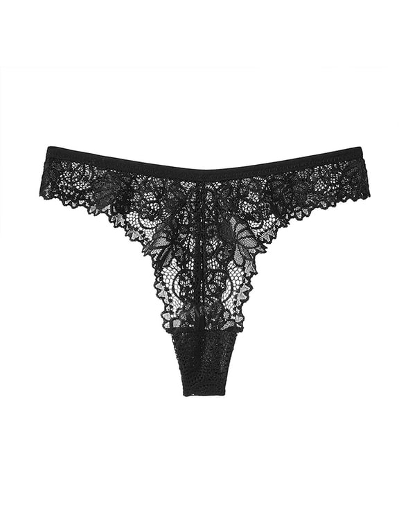 Thong Women Underwear Lace Seamless Cheeky Panties Comfort Black Panties for Women M