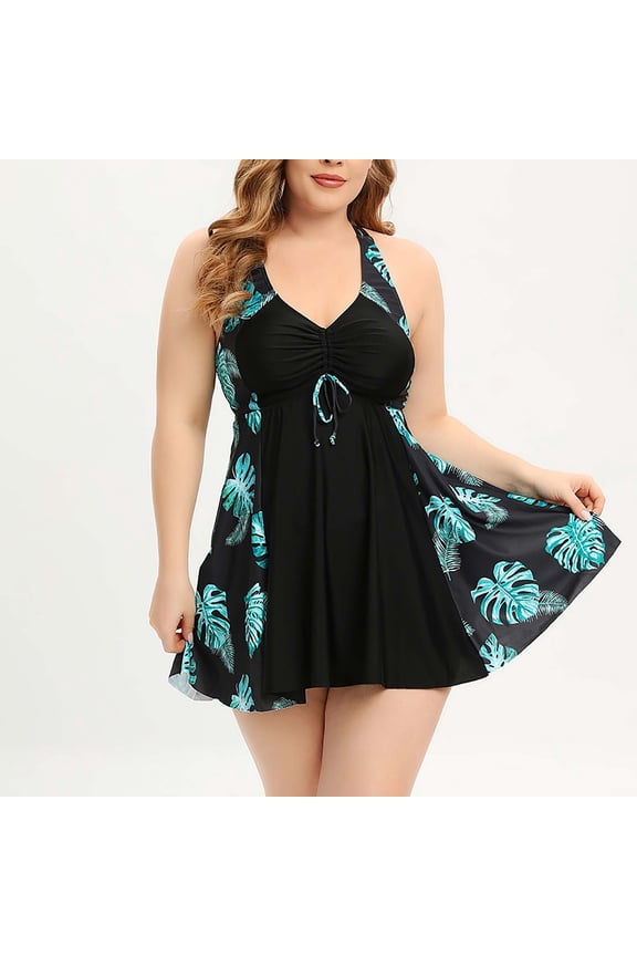 Tie Front Women Bathing Suits Two Piece Sets Black Tankinis Plus Size Swimwear Full Coverage Swimsuit Sets