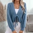 thumbnail image 1 of Sakmal Tie Front Womens Cardigan Sweaters Soft Cropped Warm Cardigan Blue Long Sleeve Sweater Top, 1 of 8