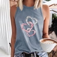 thumbnail image 1 of Sakmal Tops Gray Sleeveless Love Heart Crew Neck Tank Tops Shirts for Women, 1 of 5