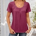 thumbnail image 1 of Sakmal Tops Red Short Sleeve Scoop Neck Solid T-Shirts Shirts for Women, 1 of 3