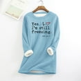 thumbnail image 1 of Sakmal Tops for Women Trendy Long Sleeve Fleece Quotes Crew Neck Tunic Womens T Shirts, 1 of 5