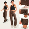 thumbnail image 1 of Sakmal Travel Pants Women with Pockets Cargo Brown Long Comfy Pants for Women S-XXL, 1 of 7