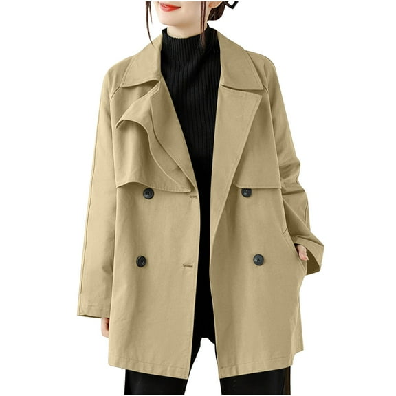 Sakmal Trench Coat Jackets for Women Long Yellow Open Front Outerwear Jacket with Pockets Solid Tops for Women