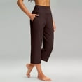 thumbnail image 1 of Sakmal Trendy Pants for Women 2024 Brown Cropped Yoga Solid High Waisted Workout Trousers for Ladies, 1 of 7