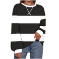 thumbnail image 1 of Sakmal Trendy Shirts Women Black Tunic Sweatshirts Long Sleeve Color Block Crew Neck Blouses for Women, 1 of 5