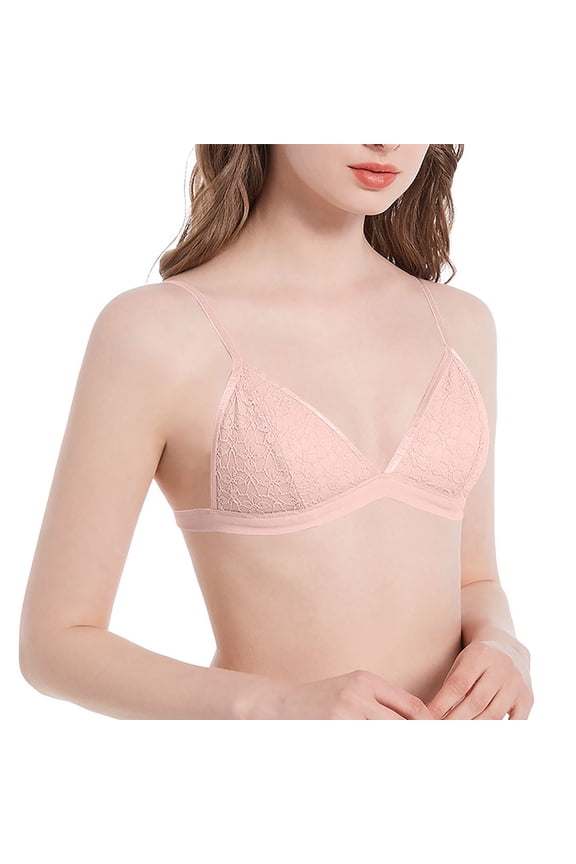 Triangle Bralettes for Women Jelly Comfortable Lace Extra Lift Pink T-Shirt Bras for Women L