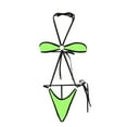 thumbnail image 1 of Sakmal Triangle Women Swimsuits Tummy Control One Piece Sexy Green Swimsuit Solid Halter Swimwear, 1 of 4