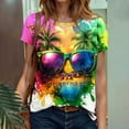 thumbnail image 1 of Sakmal Tropical Shirts for Women Beach Short Sleeve Crew Neck Hawaiian Shirts Womens Workout Tops, 1 of 8