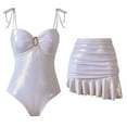 thumbnail image 1 of Sakmal Two Piece Sets Bathing Suits for Women One-Piece Tummy Control Adjustable Strap White Bathing Suits Full Coverage Swimsuit Sets, 1 of 8