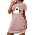 thumbnail image 1 of Sakmal Ultra-Soft Moomoo Nightgowns for Women Halloween Breathable Plus Size Pink Nightshirt Ghost Print Short Short Sleeve Crew Neck Nightgowns S-2XL, 1 of 4
