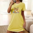 thumbnail image 1 of Sakmal Ultra-Soft Sleepwear for Women Christmas Playful Loose Yellow Moomoo Dress Short Crew Neck Reindeer Print Short Sleeve Nightgowns S-2XL, 1 of 5