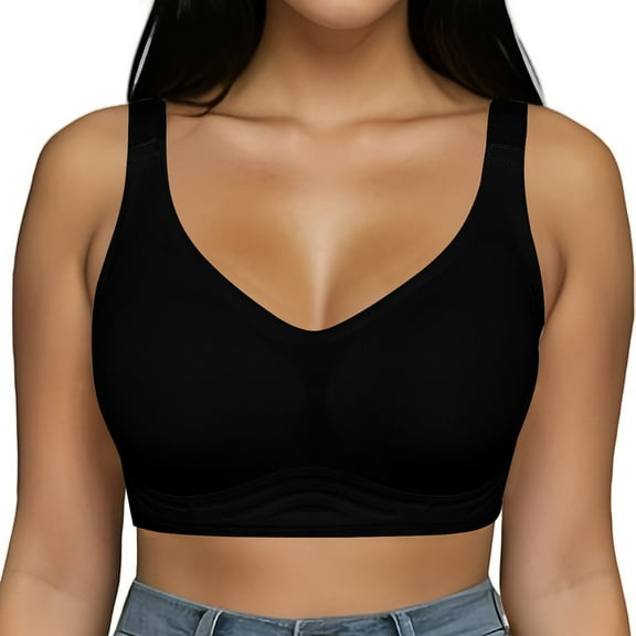 Sakmal Underwire Womens Bras Plus Size Black Side Smoothing Compression Ladies T-Shirt Bras L