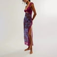 thumbnail image 1 of Sakmal V-Neck Womens Dresses Purple Long Sleeveless Lace Sexy Floral Cutout Fit & Flare Dress, 1 of 5