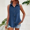 thumbnail image 1 of Sakmal V Neck Womens Tank Tops Button Up Shirts Casual Blue Solid Womens Tank Tops L, 1 of 9