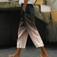 thumbnail image 1 of Sakmal Vacation Capris for Women Pink Trendy Taper Drawstring High Waisted 7/8th Gradient Capris, 1 of 5