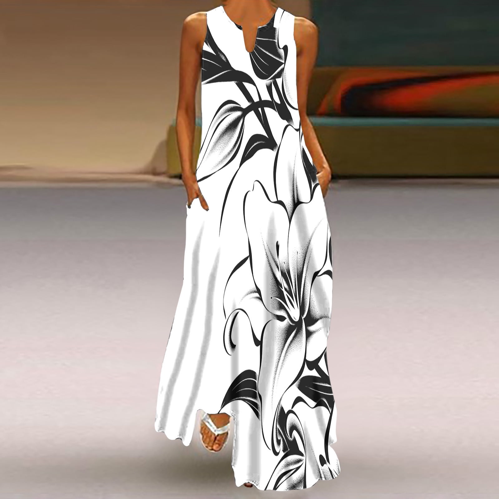 Sakmal Vacation Dresses for Women 2024 Maxi Black Sun Dress Trendy ...