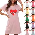 thumbnail image 1 of Sakmal Valentines Moo Moos for Women Nightgowns Love Lightweight Short Sleeve House Dress Short Heart Print Womens Nightgown L, 1 of 5