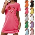thumbnail image 1 of Sakmal Valentines Moomoo Nightgownss Women Short Sleeve Love Lightweight House Dress Short Heart Print Ladies Nightgown L, 1 of 5