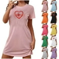 thumbnail image 1 of Sakmal Valentines Womens Moomoo Nightgowns Short Sleeve Lightweight Love Sleepshirt Heart Print Short Ladies Nightgown L, 1 of 5