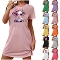 thumbnail image 1 of Sakmal Valentines Womens Moomoo Nightgowns Soft Love Short Sleeve Pajama Dress Short Heart Print Nightgowns for Women L, 1 of 5