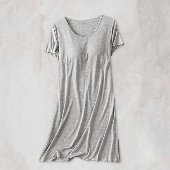 Sakmal Victorian House Dress for Women Cotton Sleepwear Short Sleeve Gray Nightgowns for Women