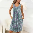 thumbnail image 1 of Sakmal Vintage Moo Moos for Women Lightweight Blue Knee Length House Dress Floral Sleeveless Sleep Tanks with Pockets, 1 of 7