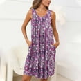 thumbnail image 1 of Sakmal Vintage Moomoo Womens Knee Length Soft Purple Sleep Dress Sleeveless Floral Sleep Tanks with Pockets, 1 of 7
