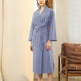 thumbnail image 1 of Sakmal Waffle Robes for Women Lightweight Plus Size Long Bathrobe for Women Blue Cute Robe for Women 3XL, 1 of 5