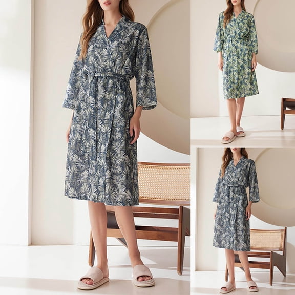 Sakmal Waffle Women's Robes Lightweight Plus Size Long Length Loungewear for Women Green House Ladies Robe with Pockets