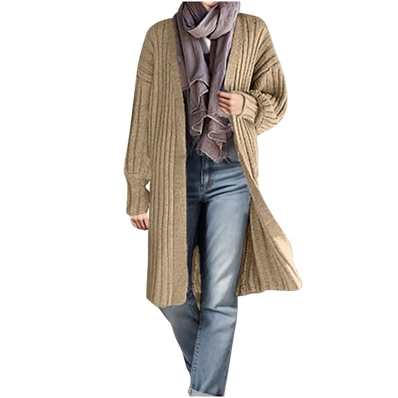Sakmal Warm Cardigan Sweaters for Women Trendy Tunic Open Front Cardigan Yellow Long Sweater