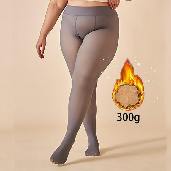 Sakmal Warm Fleece Lined Tights for Women Gray Plus Size Pantyhose High Waisted Womens Tight