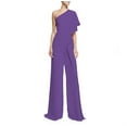 thumbnail image 1 of Sakmal Wedding Guest Jumpsuit Women Purple Formal Sleeveless Dressy Overalls Full One Shoulder Wide Leg Solid Boat Neck Pants, 1 of 4