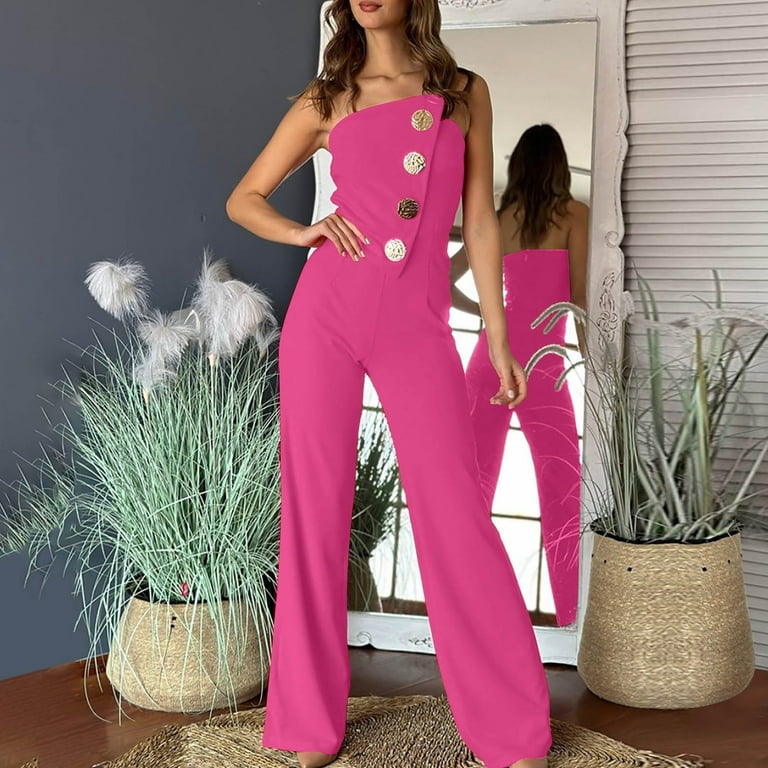 Sakmal Wedding Guest Jumpsuits for Women Casual Straight Leg Party